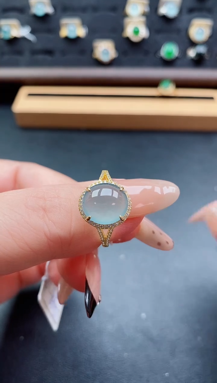 银S925镶嵌戒指翡翠1