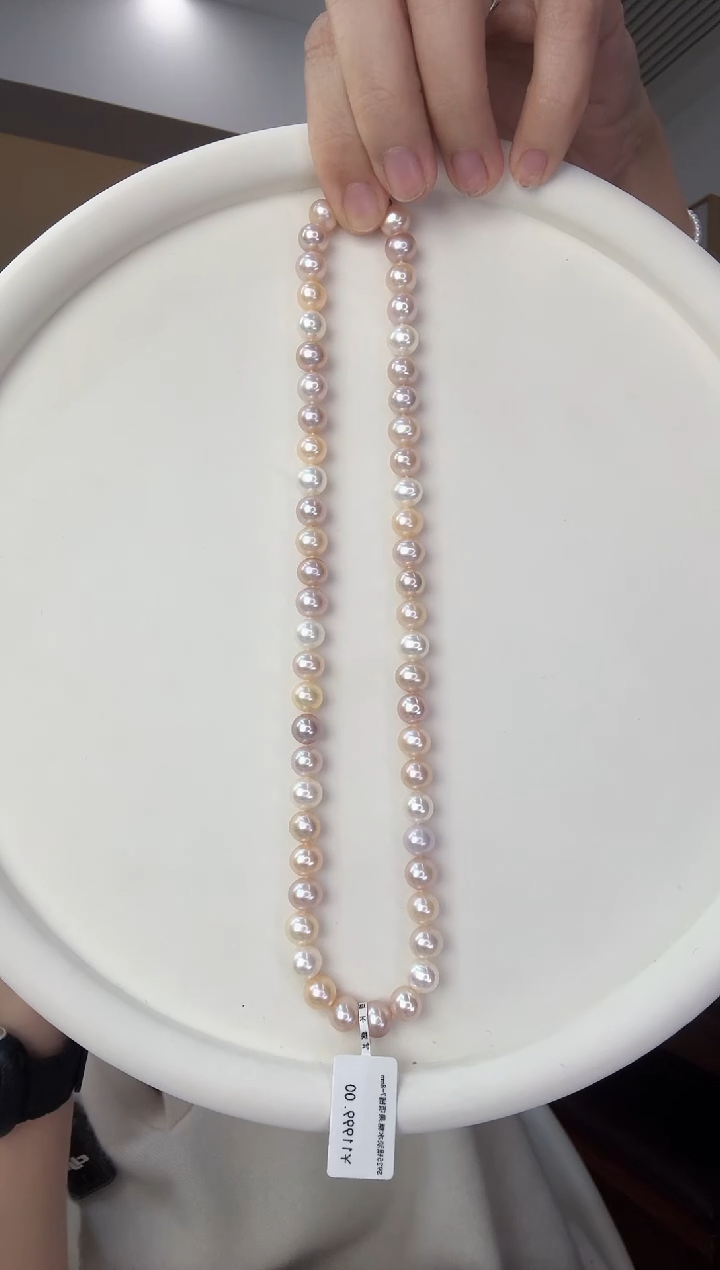 【闪购商品】淡水珍珠颈饰银S925镶嵌SGYS无核糖果项链7-8mm