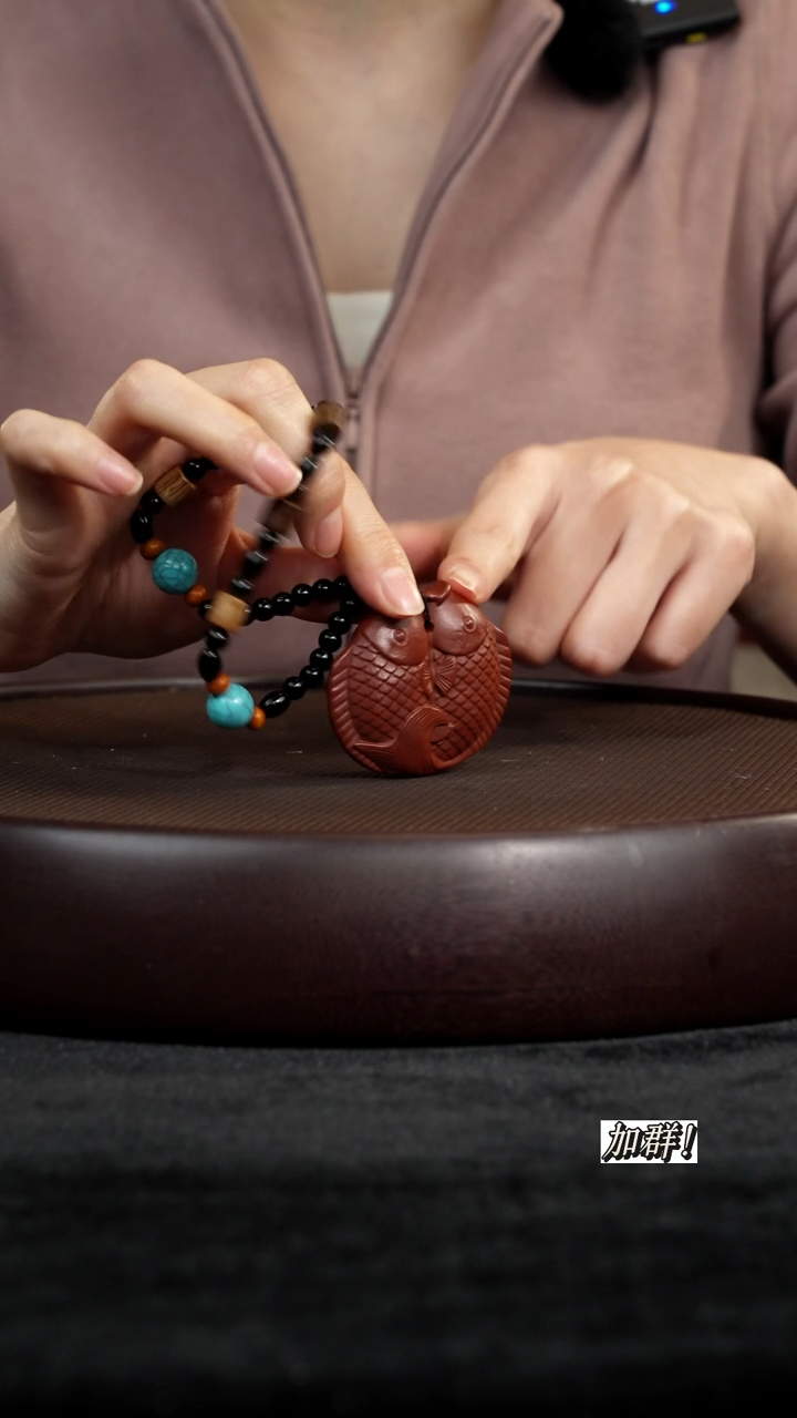 茶壶紫砂紫砂茶宠双鱼手把件