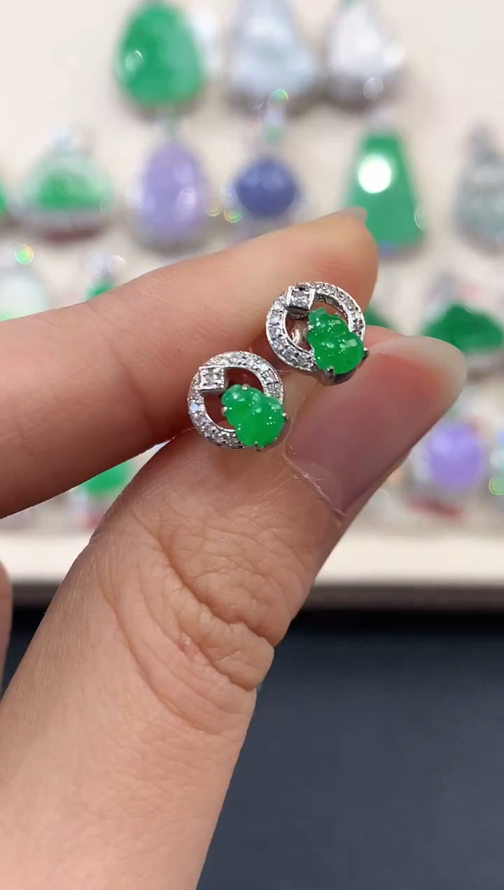 【闪购商品】翡翠耳饰18K金镶嵌B17多样性一件发货