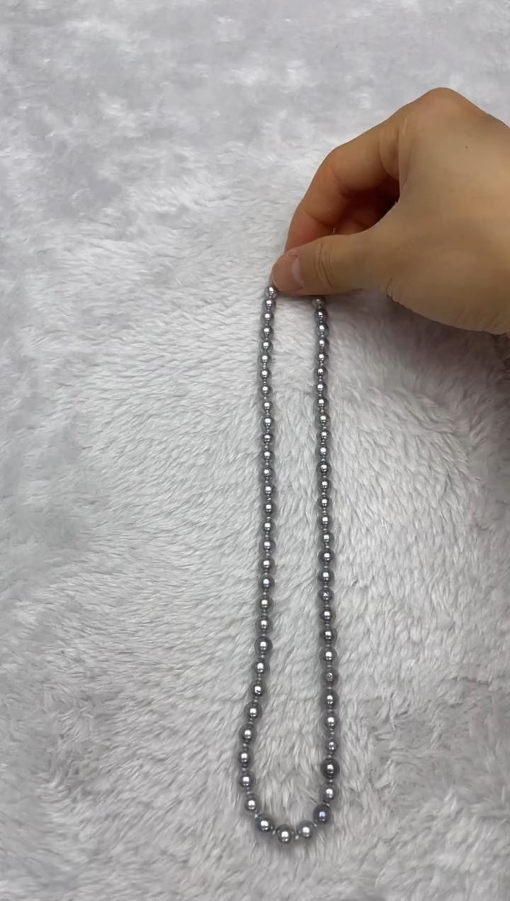 项链银S925镶嵌海水珍珠AK真多麻6-6.5mm