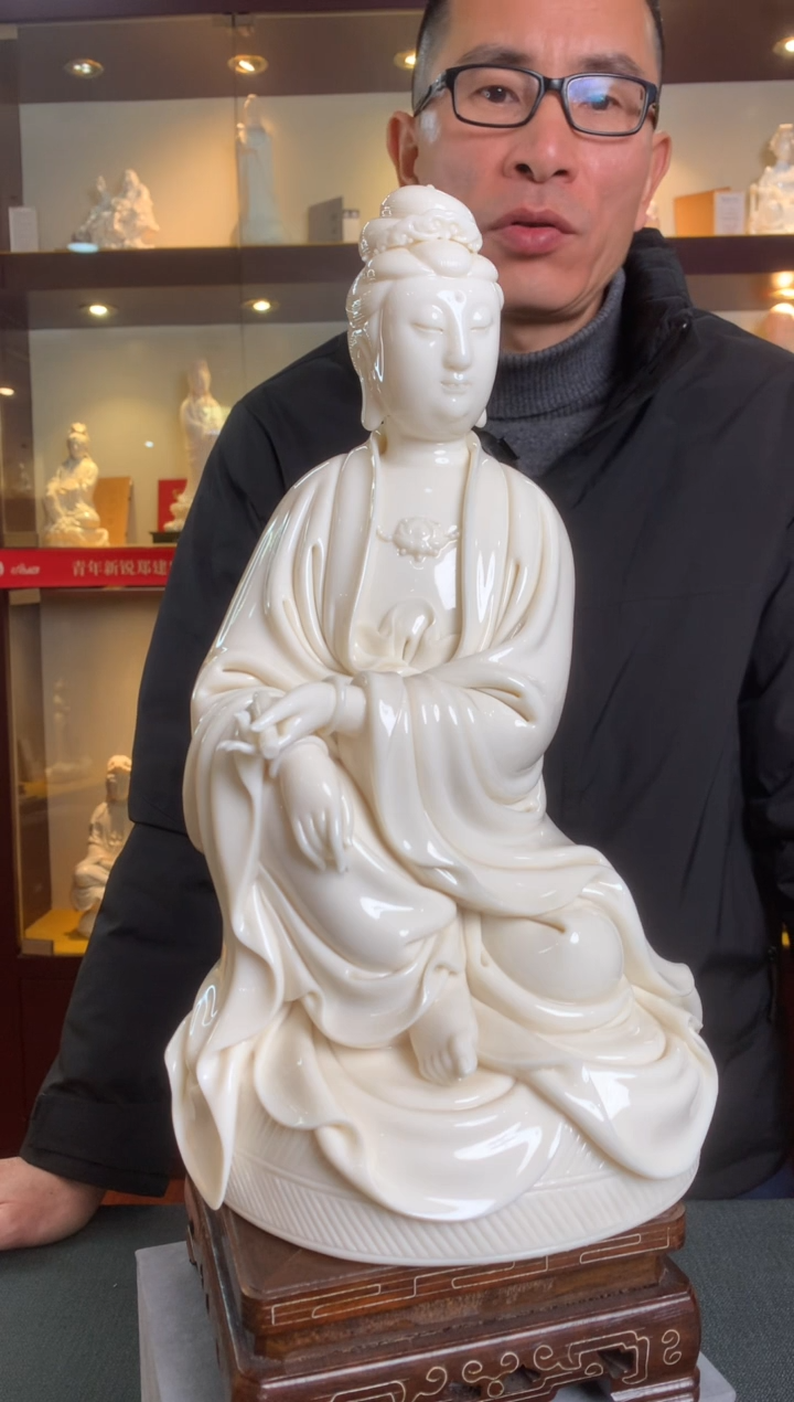 【闪购商品】摆件坐蒲团持经观音  德化白瓷 