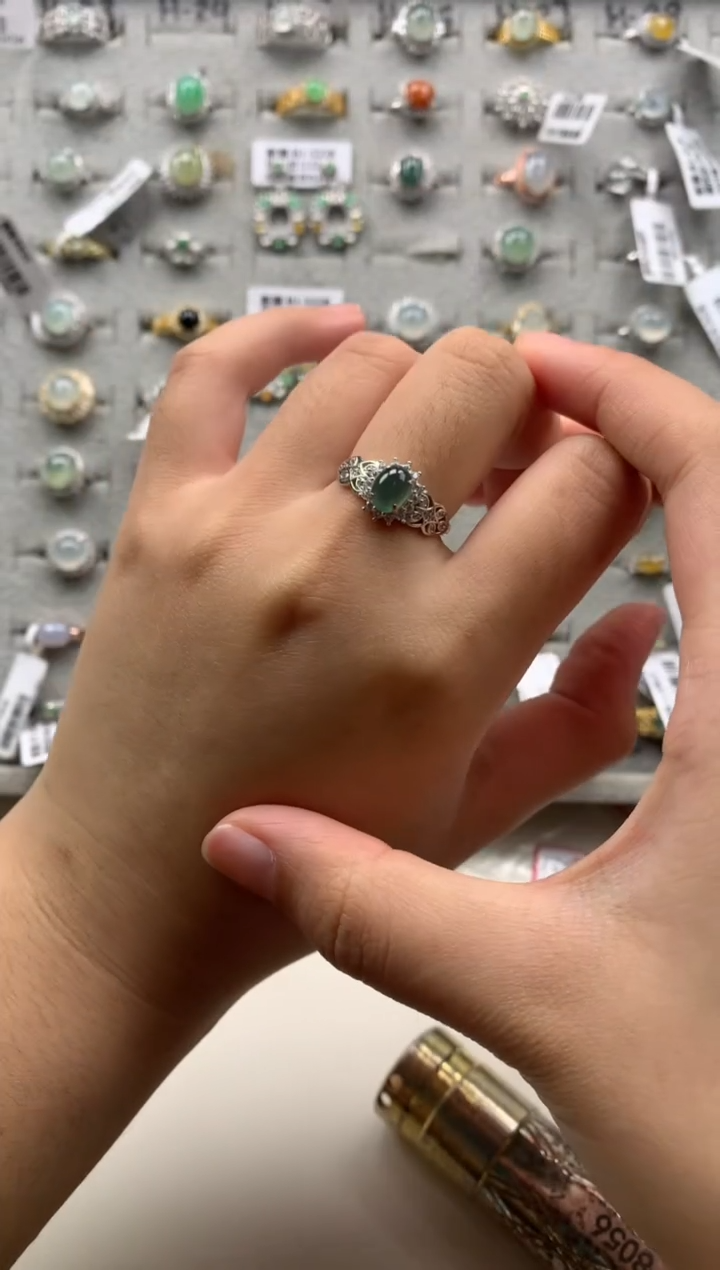 银S925镶嵌戒指翡翠16