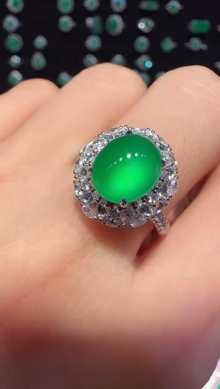 【闪购商品】翡翠戒指18K金镶嵌戒指37800定金1000