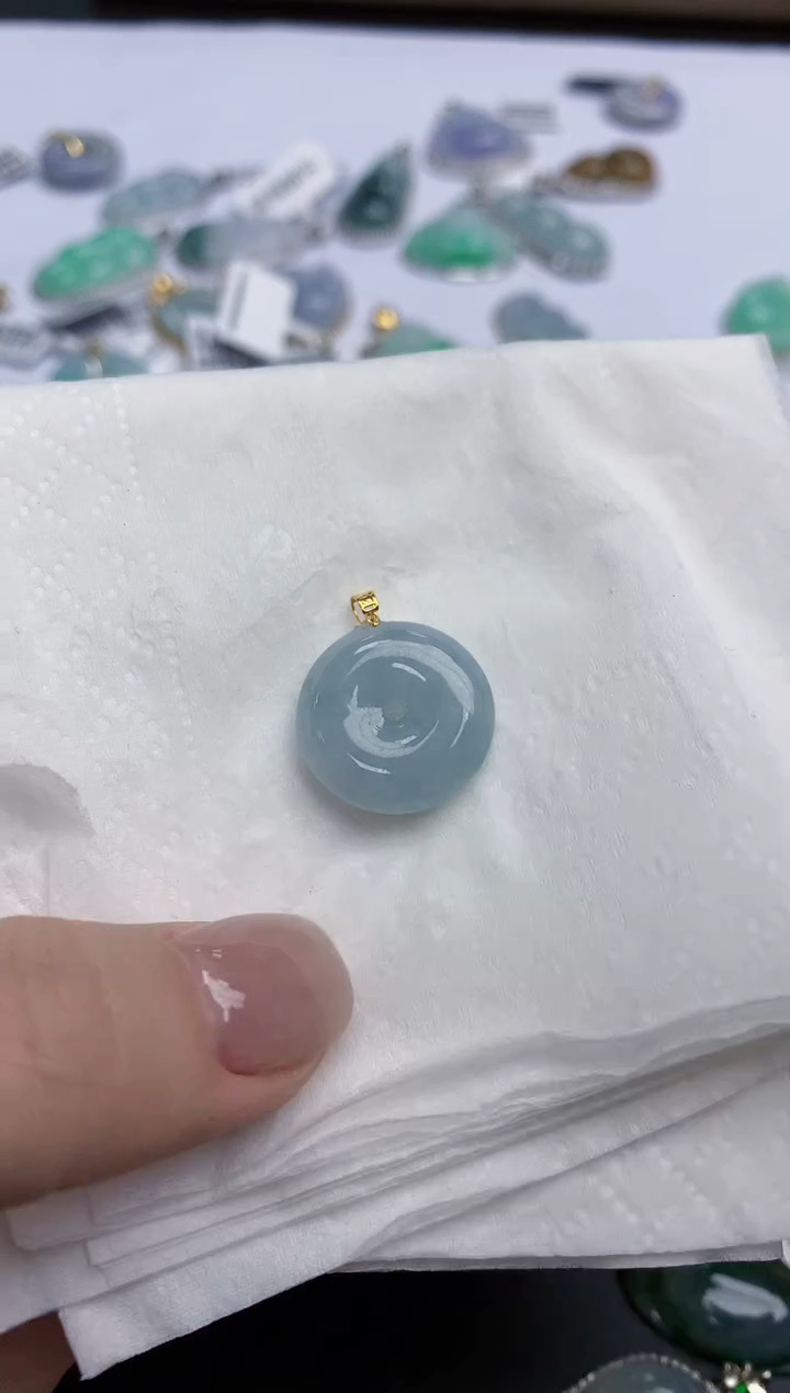 【闪购商品】翡翠颈饰18K金镶嵌天然缅甸翡翠A货