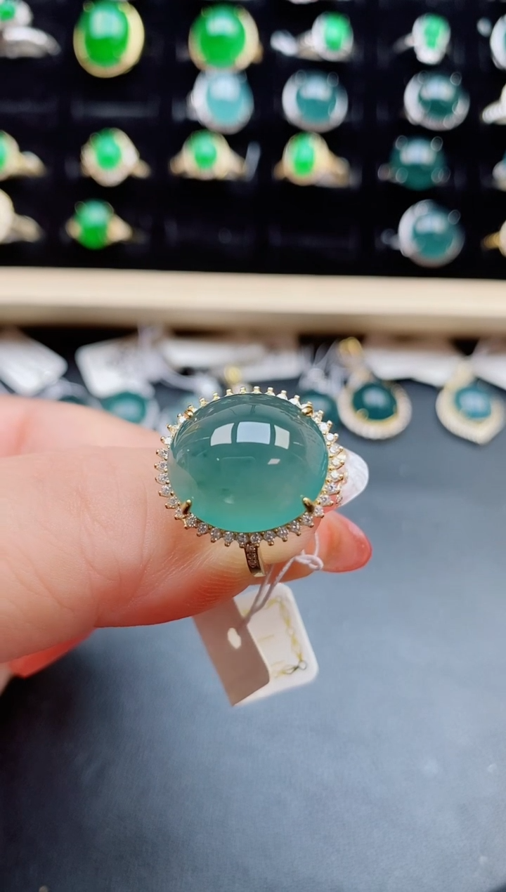 【闪购商品】翡翠戒指银S925镶嵌5085