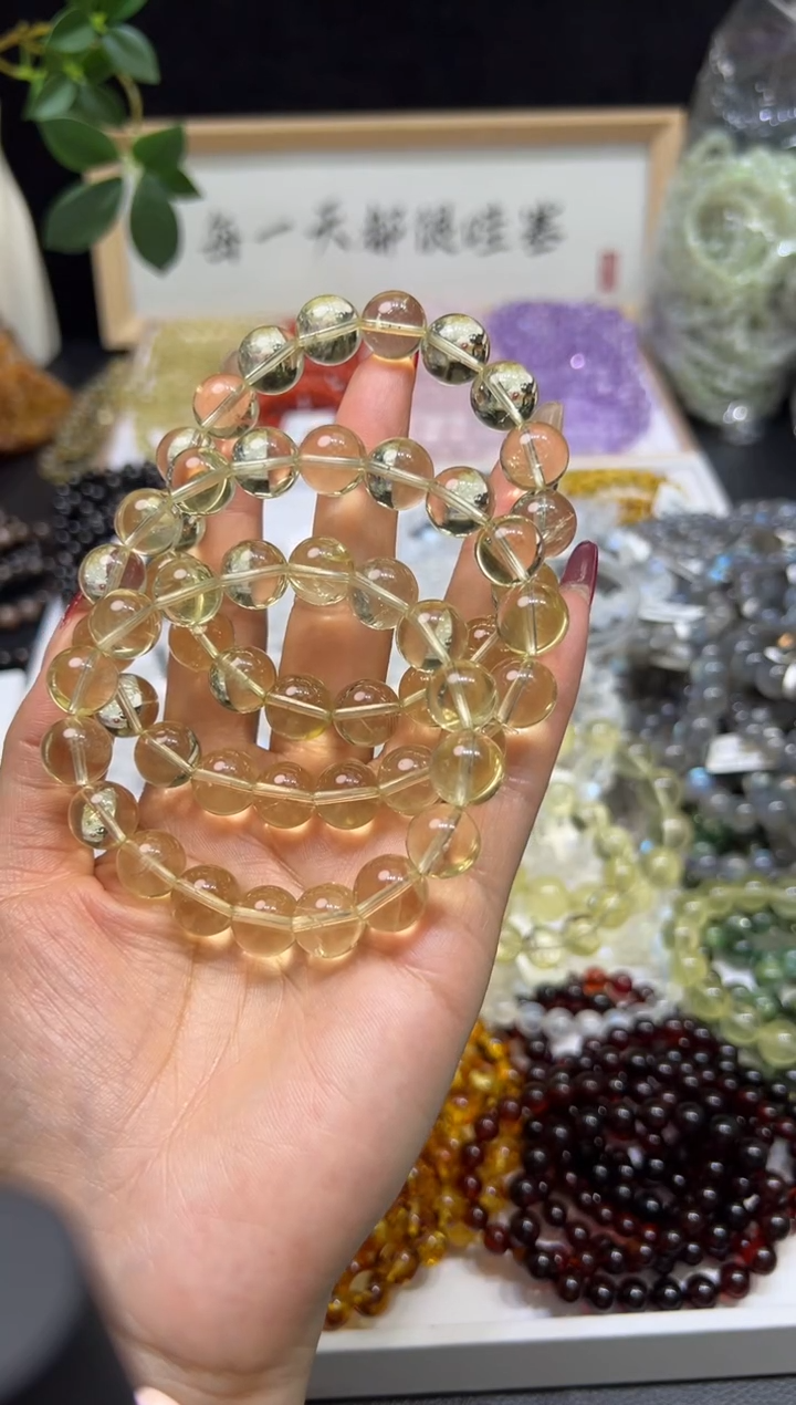 【闪购商品】水晶手链未镶嵌13mm黄水晶单圈 默认微瑕介意勿拍