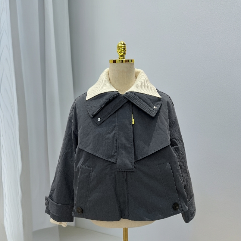 LINDA森系短款羽绒服针织领百搭外套保暖厚