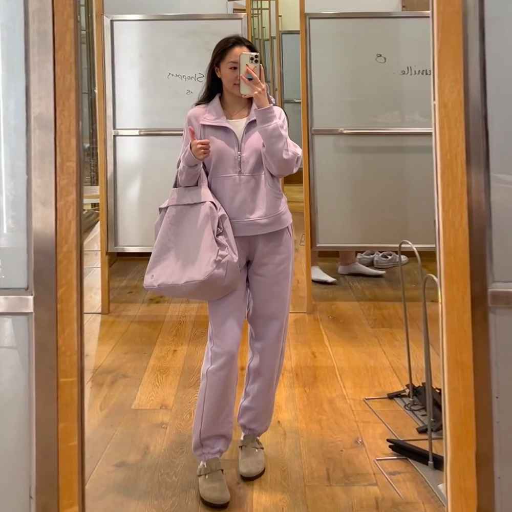 Scub加绒卫裤 紫 冬季加绒保暖高腰休闲瑜伽运动裤 5826