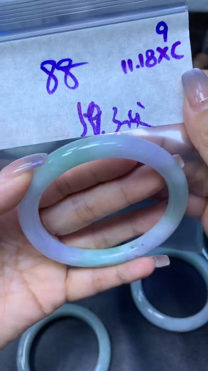 未镶嵌定制翡翠9圆条59.3纹+88元+拍一发一