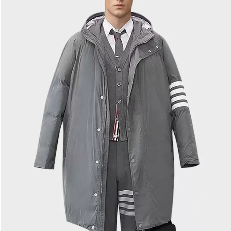 TB【官方正品】THOM BRONMAN汤姆布郎中长款羽绒服90白鸭绒四杠连帽