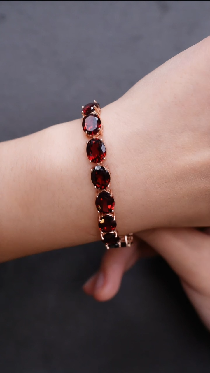 石榴石手链银S925镶嵌手链