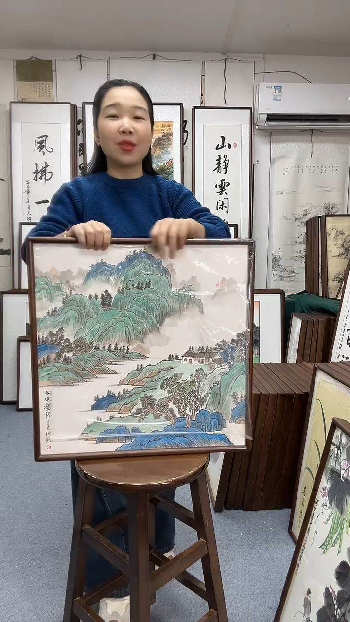 国画尺寸52*52实木画框京东包邮手绘
