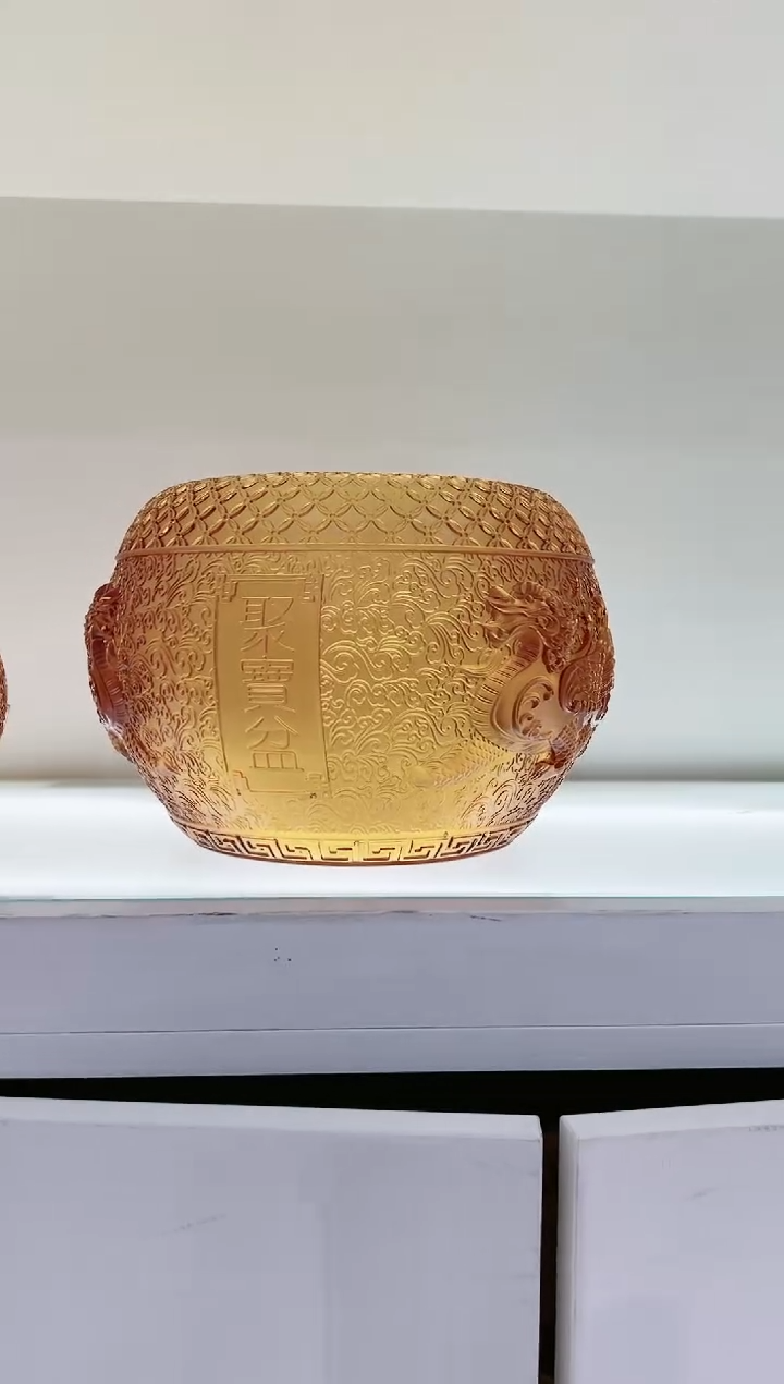 【闪购商品】茶宠古法琉璃大号貔貅聚宝盆配元宝