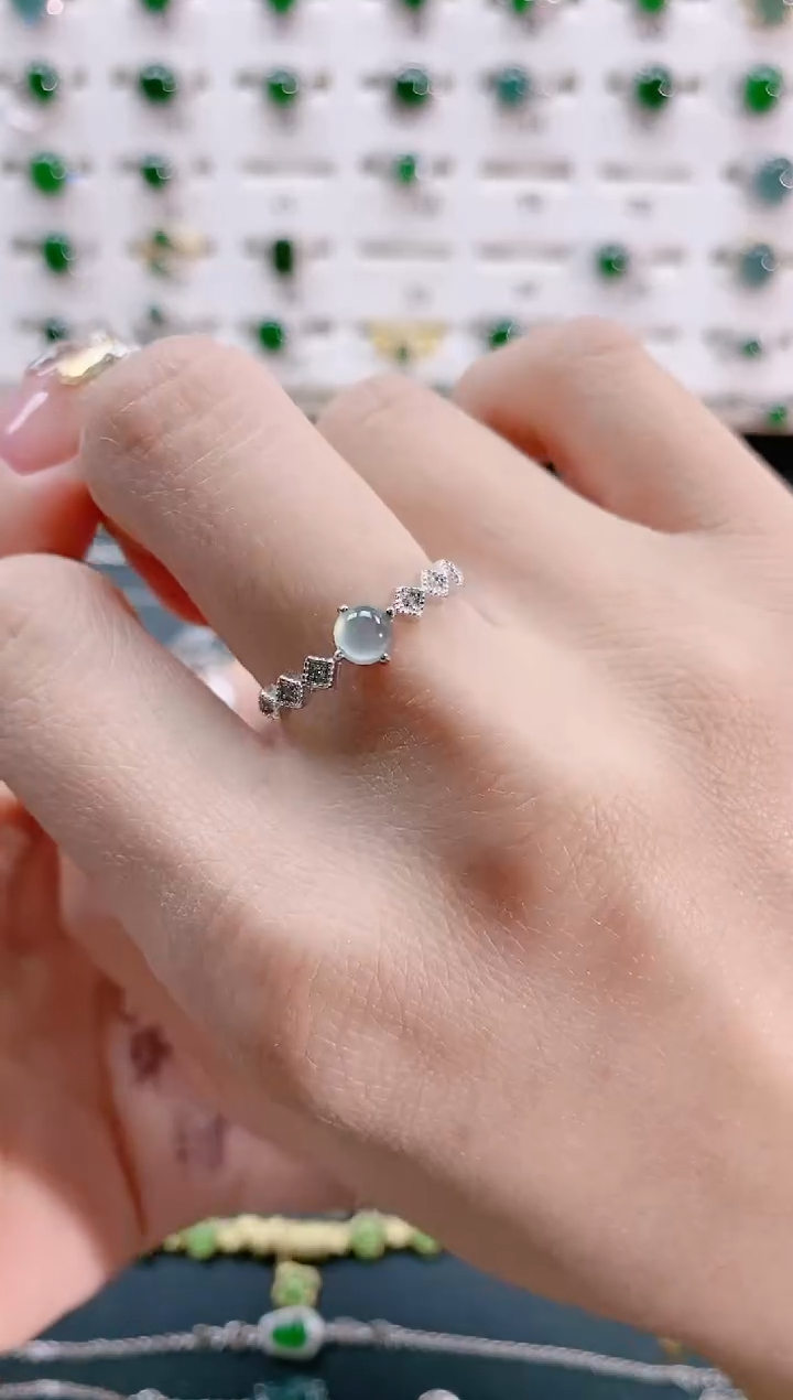 【闪购商品】翡翠戒指银S925镶嵌天然翡翠