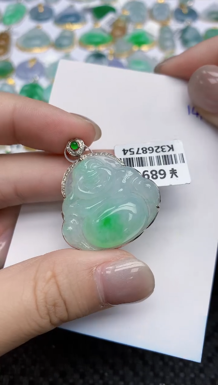 【闪购商品】翡翠颈饰18K金镶嵌天然翡翠A货