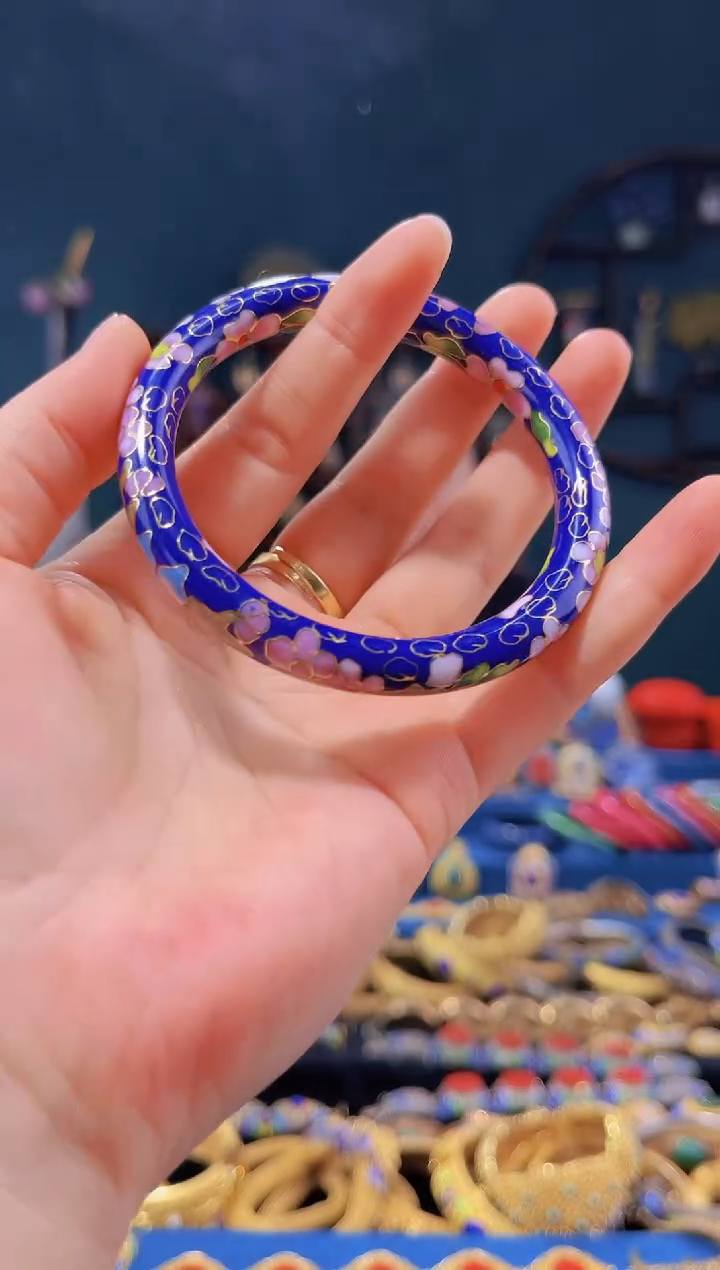 【闪购商品】非遗绝技 景泰蓝0.8公主镯 宝蓝