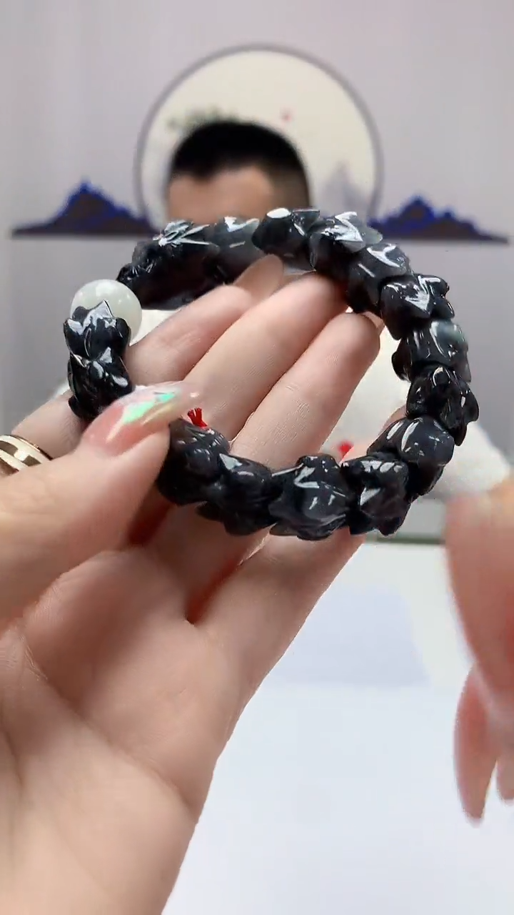 【闪购商品】定制翡翠未镶嵌4812DD-毛货手串61