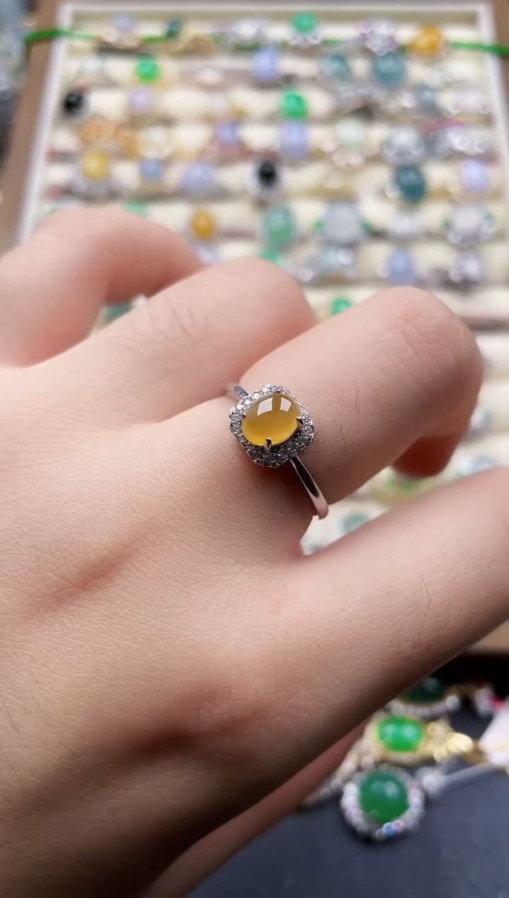 银S925镶嵌戒指翡翠14