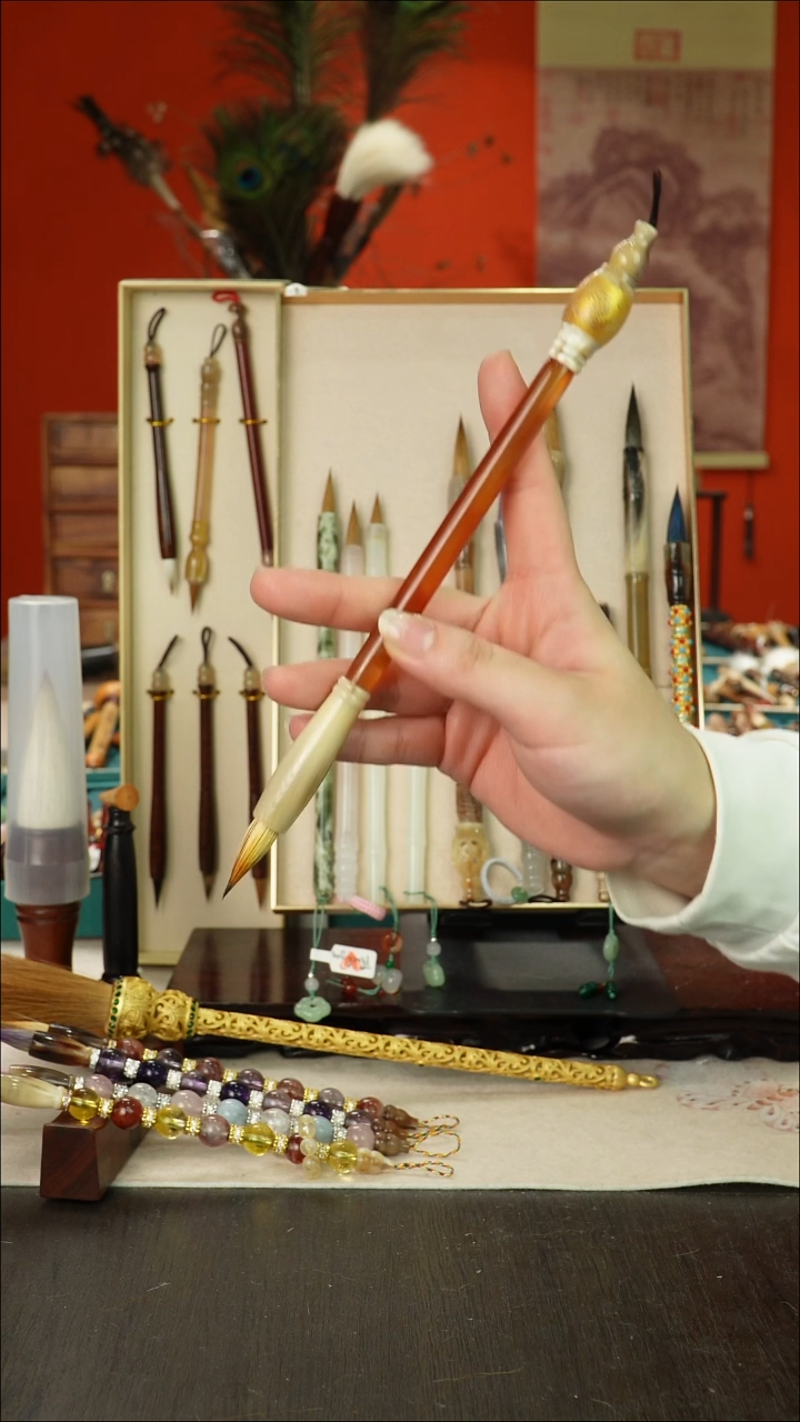 165号闪孤品高货毛笔链接 清水试笔 蘸墨不退