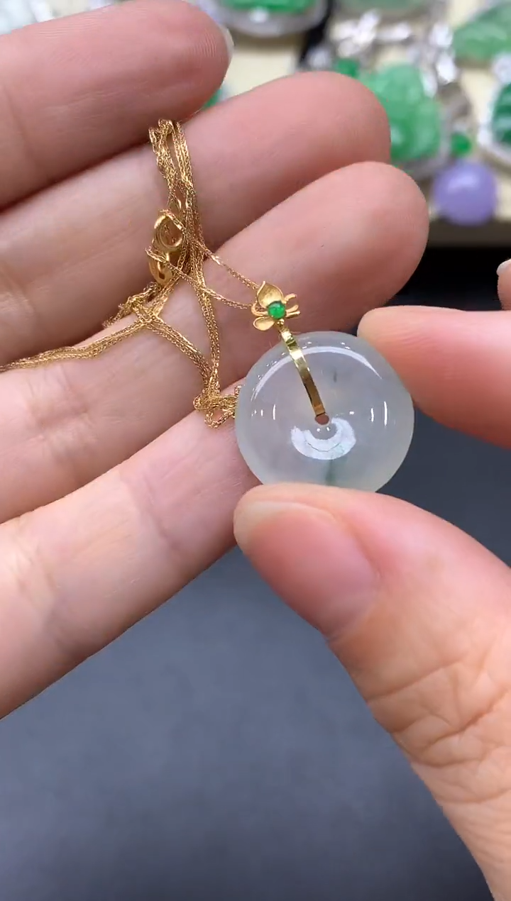 颈饰18K金镶嵌翡翠476-中国好珍宝