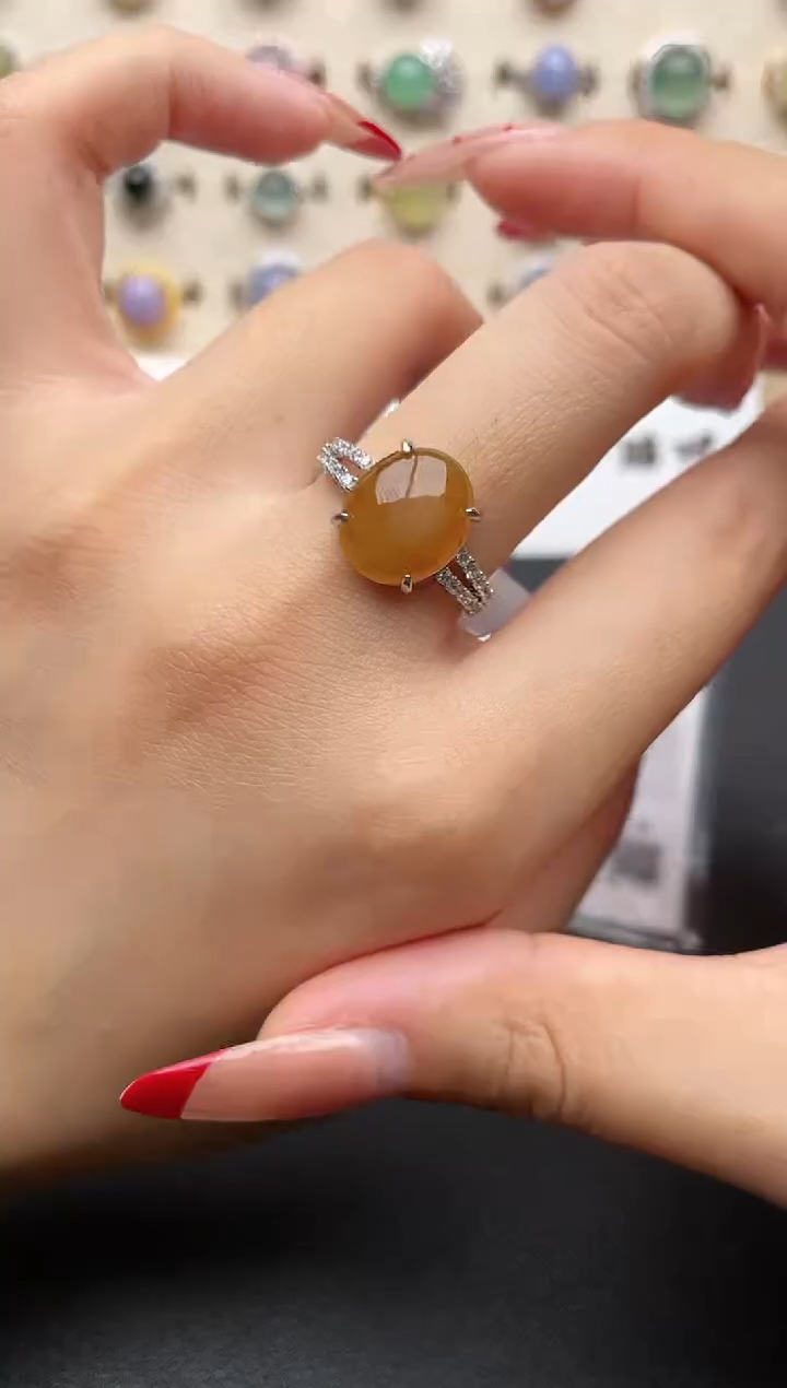 【闪购商品】翡翠戒指银S925镶嵌一物一证一礼盒