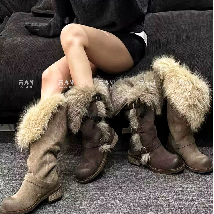 【曼曼】600g棉里“乌托邦”S线重磅斯拉夫骑士直筒靴4cm