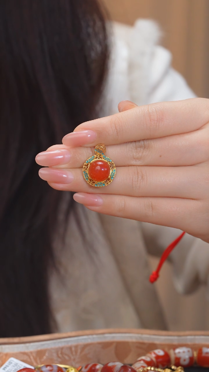 【闪购商品】南红玛瑙吊坠未镶嵌送银链@@H0067