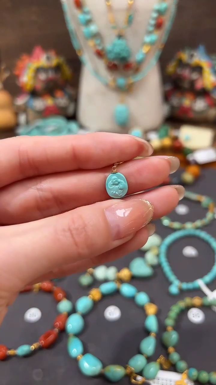 【闪购商品】绿松石18K金镶嵌提溜绿松石提溜