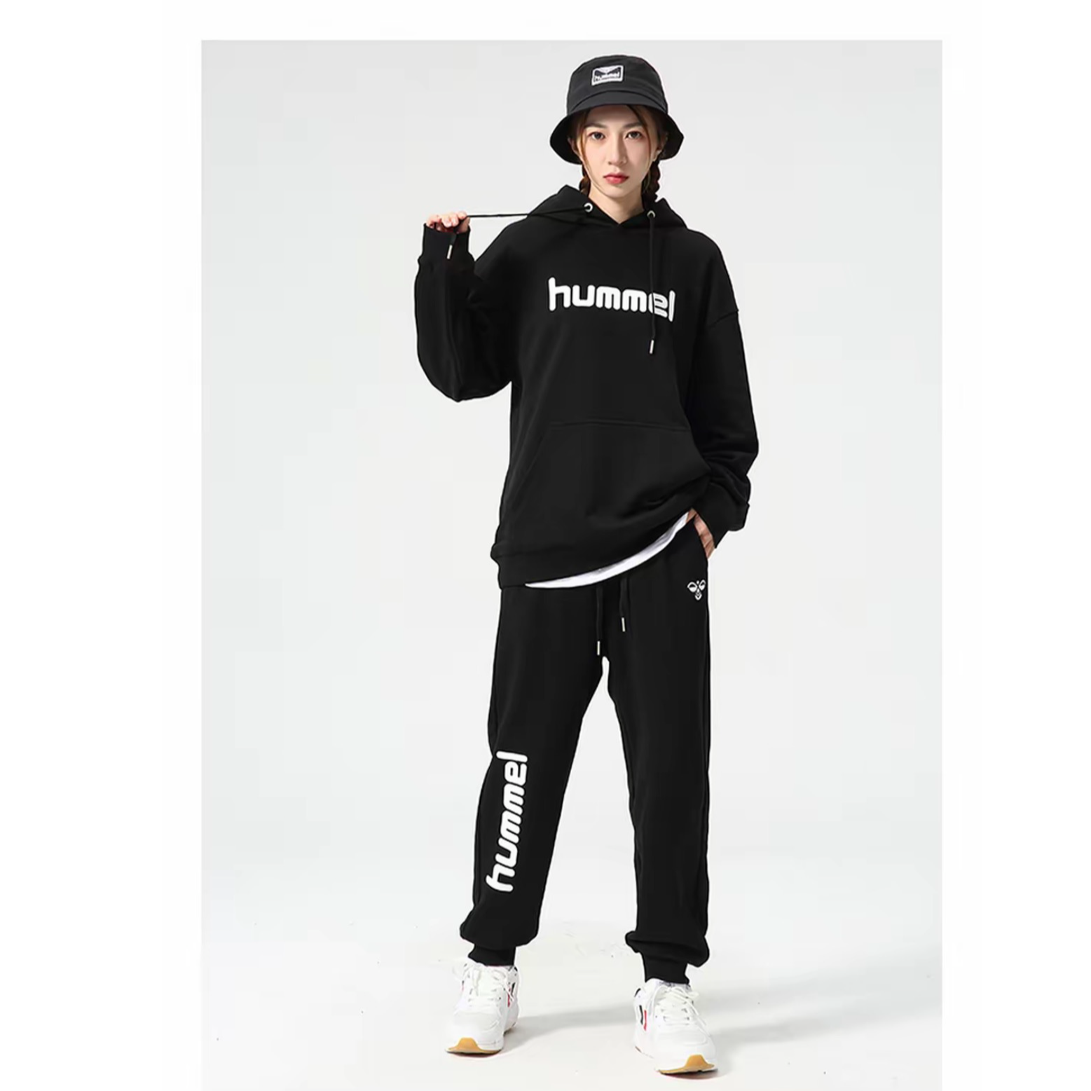 HUMMEL休闲运动时尚百搭连帽情侣卫衣卫裤两件套-DB