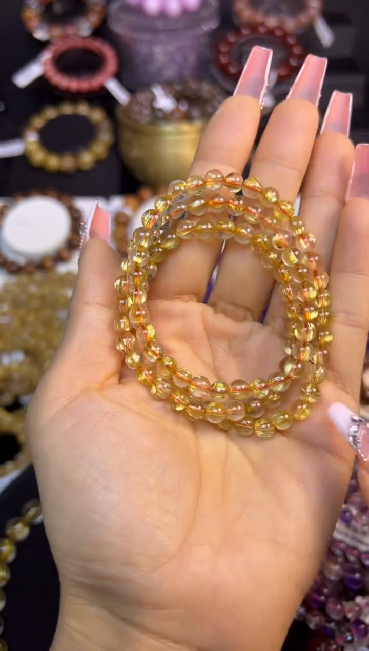 未镶嵌手串水晶金发晶三圈5.9mm