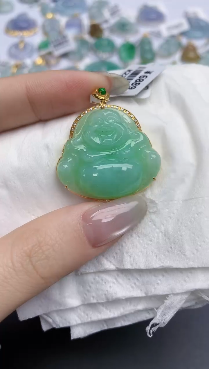 【闪购商品】翡翠颈饰18K金镶嵌天然缅甸翡翠A货