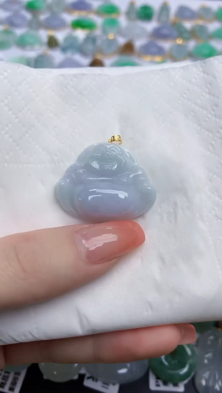 【闪购商品】翡翠颈饰18K金镶嵌天然缅甸翡翠A货