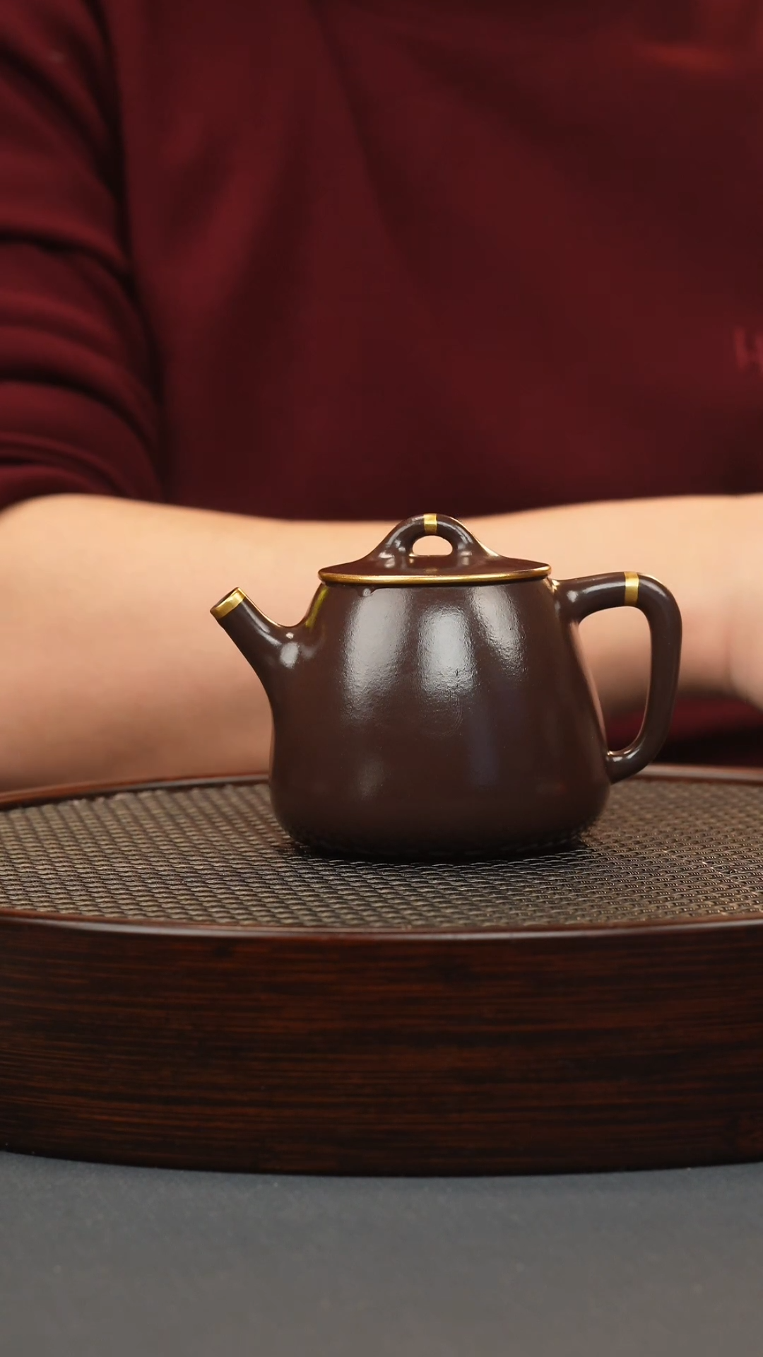 【闪购商品】紫砂茶壶紫朱泥描金高瓢