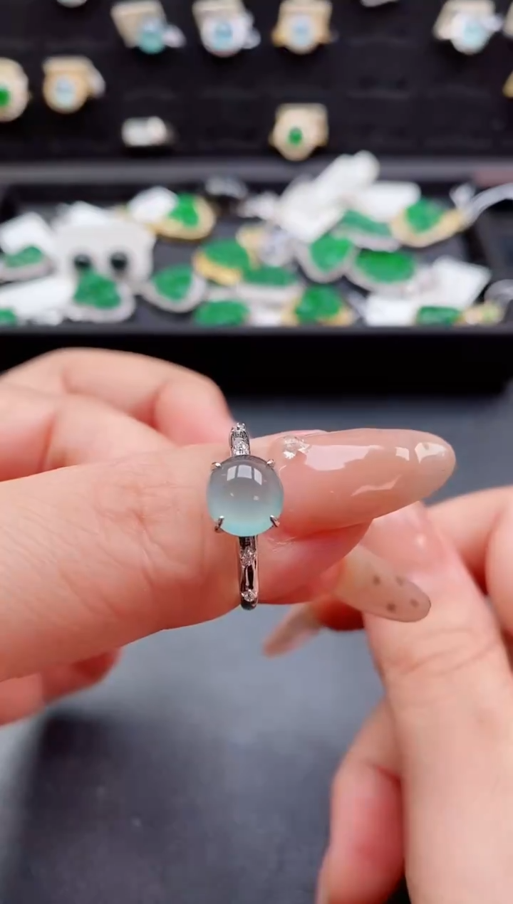 银S925镶嵌戒指翡翠1