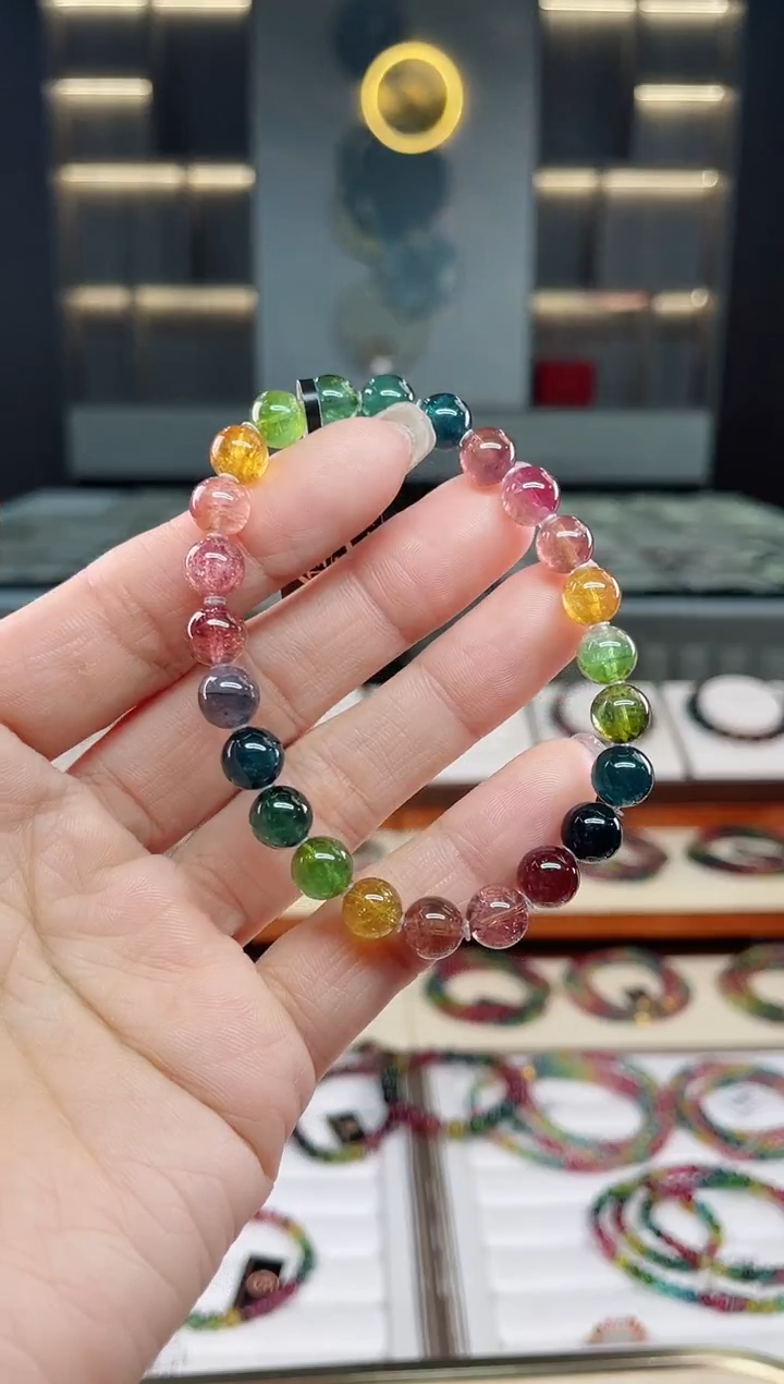 未镶嵌老矿碧玺单圈手串7mm+碧玺多样性发一条T