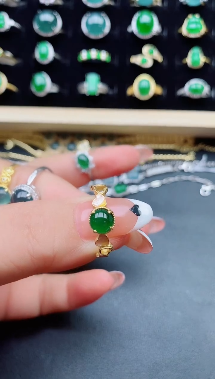 【闪购商品】翡翠银S925镶嵌戒指2132