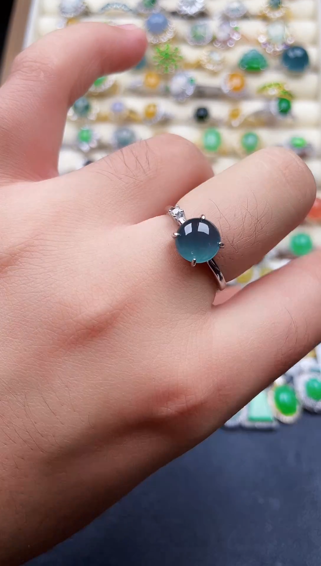 银S925镶嵌戒指翡翠2