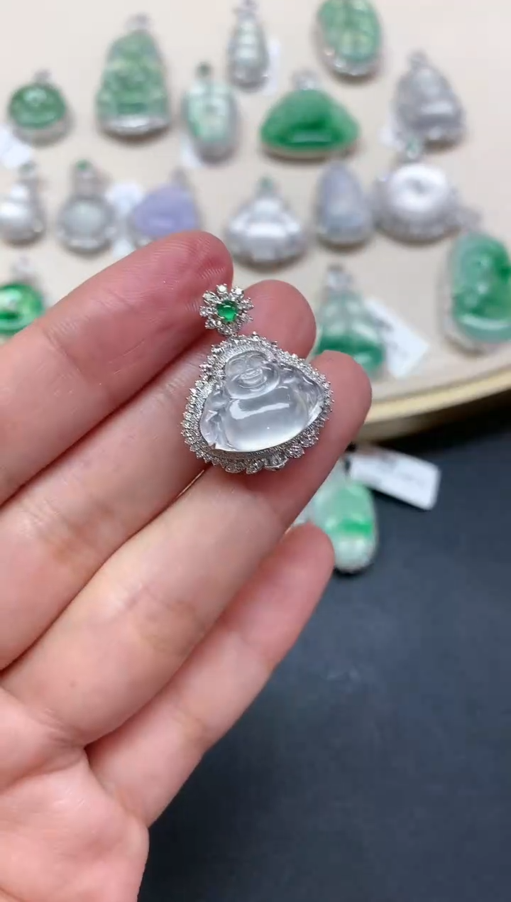 【闪购商品】翡翠吊坠(不含链)18K金镶嵌A60|9800