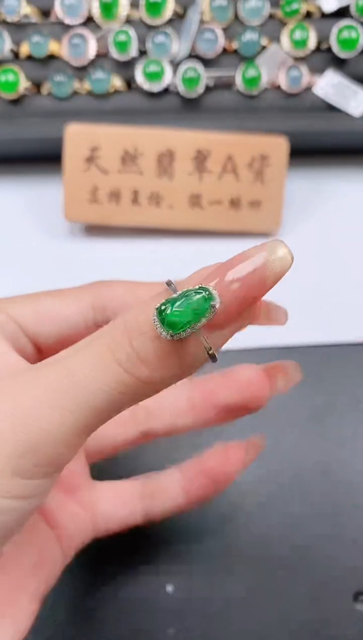 银S925镶嵌戒指翡翠11