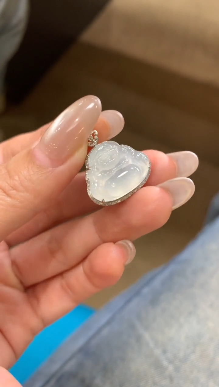 吊坠(不含链)18K金镶嵌翡翠翡翠