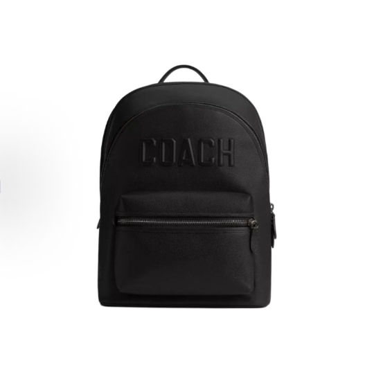COACH/蔻驰 30 纯色简约拉链开合 皮革 双肩包CV928 BLK