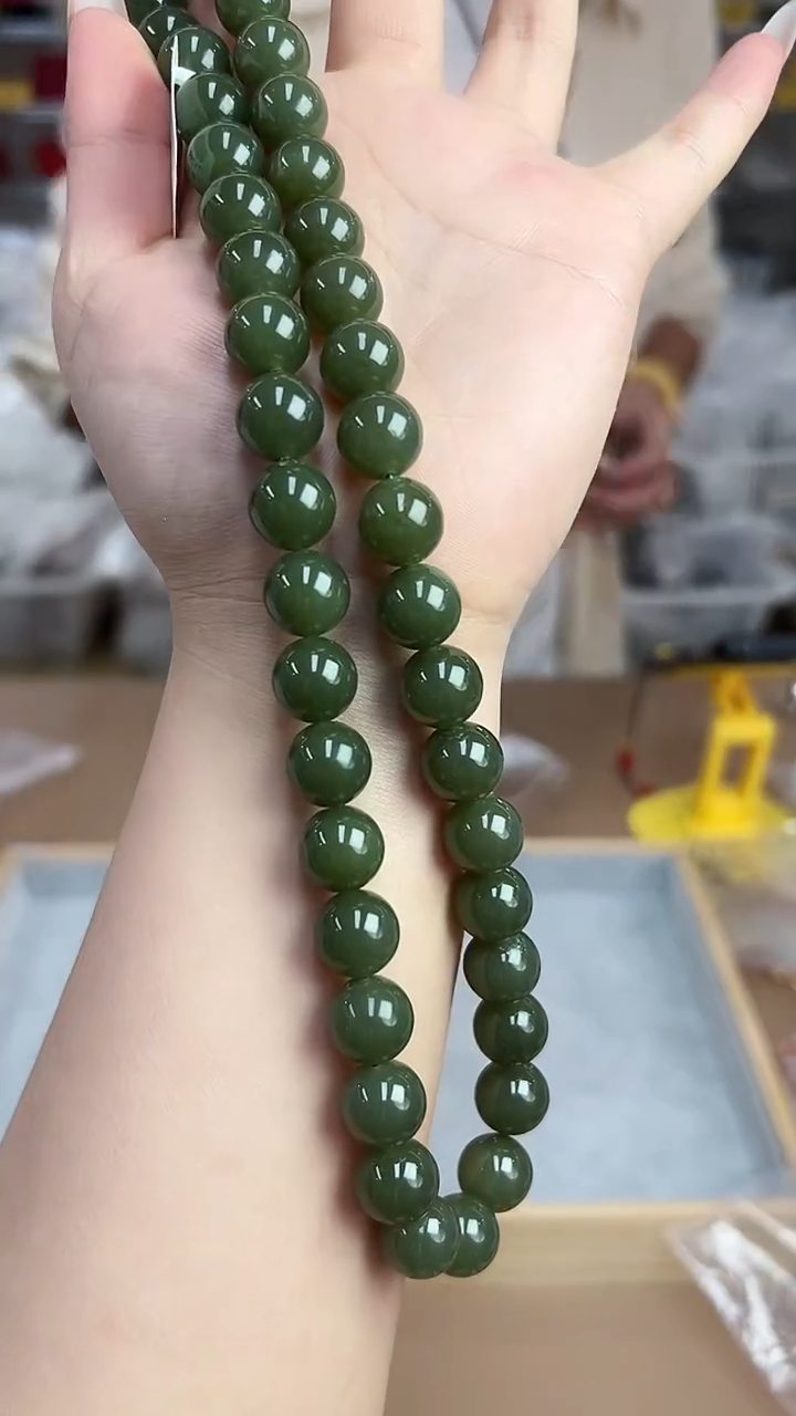 【闪购商品】和田玉碧玉未镶嵌12m项链-1469