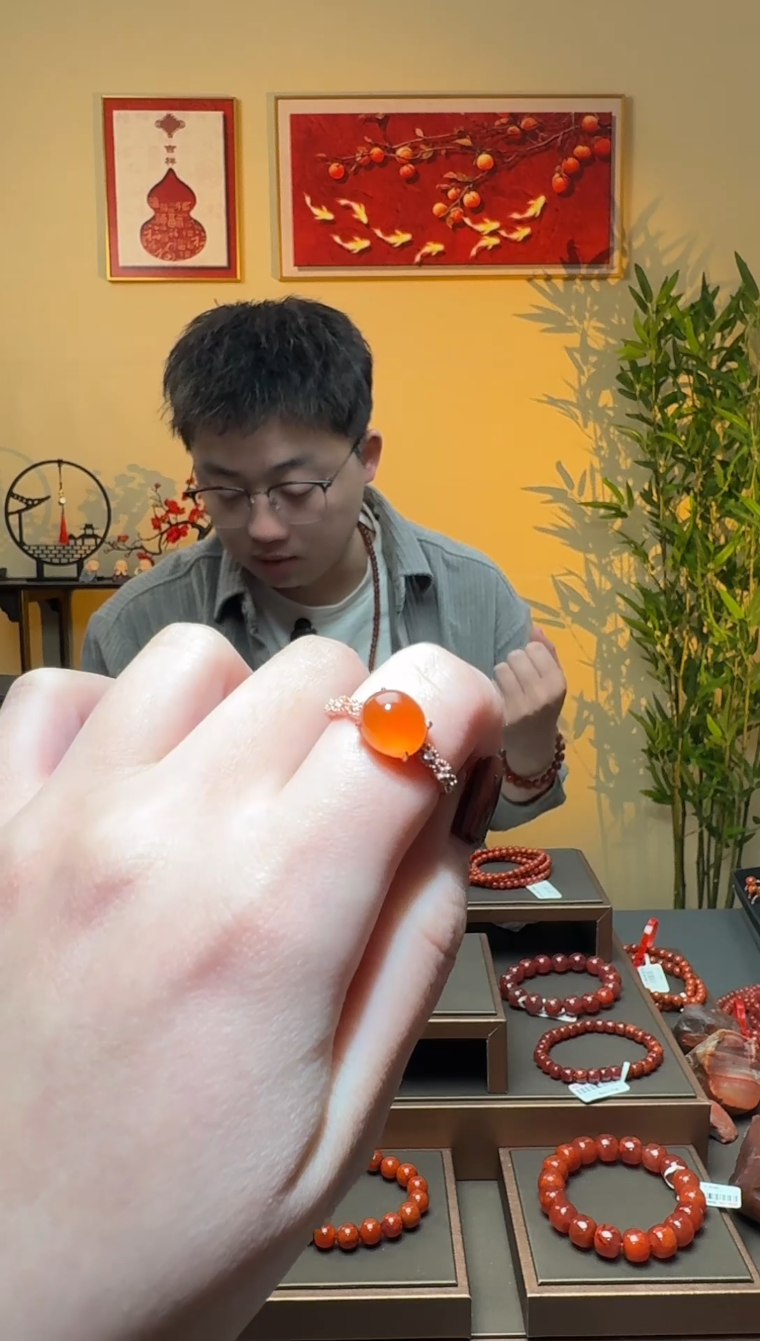 【闪购商品】南红玛瑙戒指银S925镶嵌一个 多样性发货