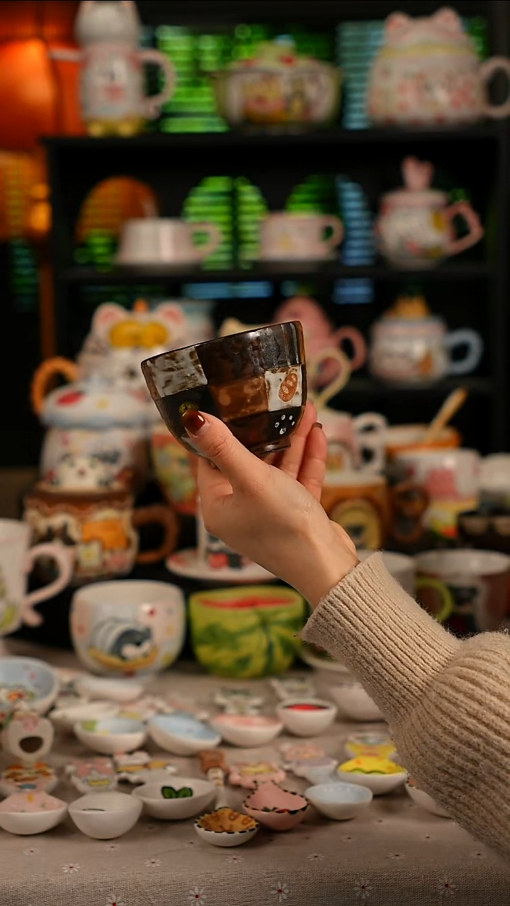 陶瓷无盖款景德镇高温釉下彩纯手绘创意瓷 