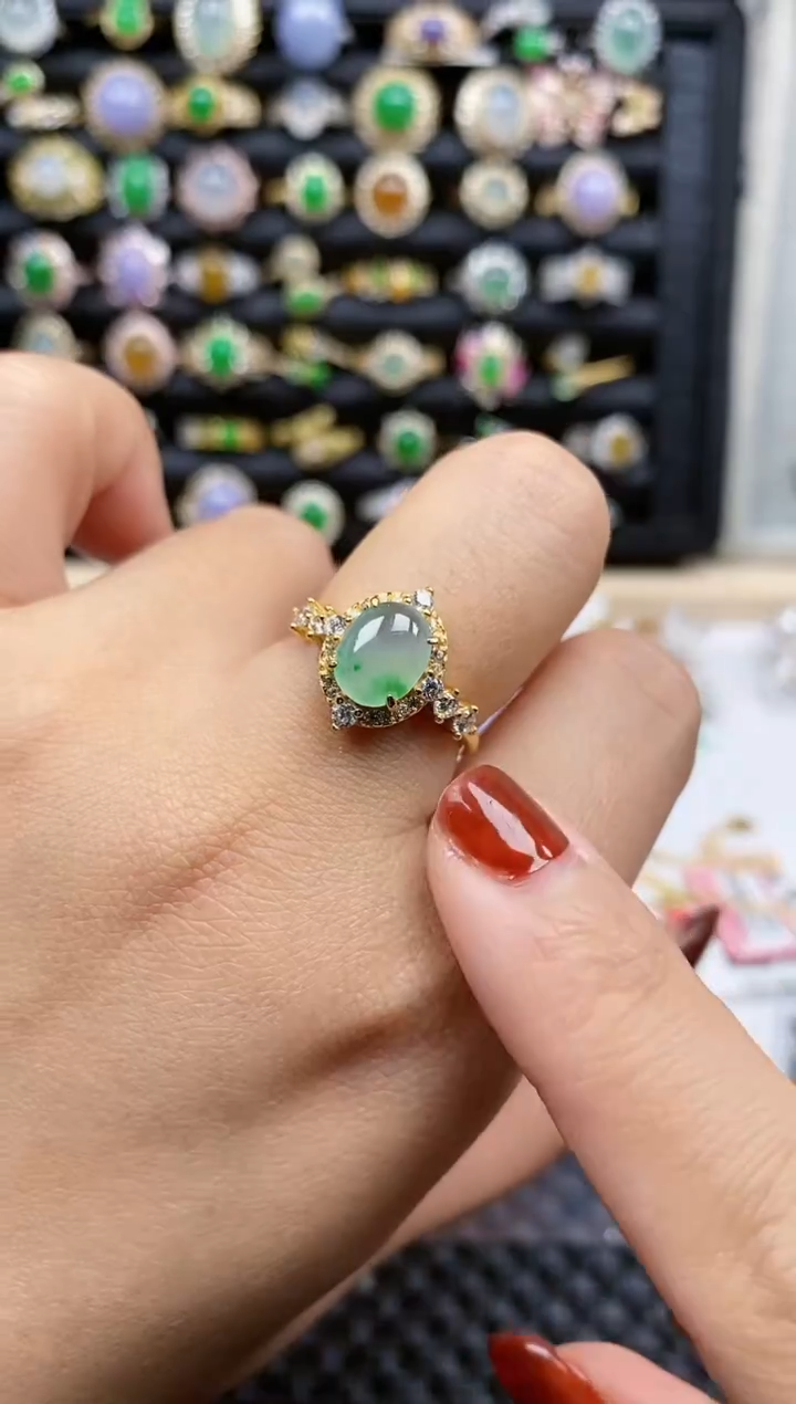 银S925镶嵌戒指翡翠419