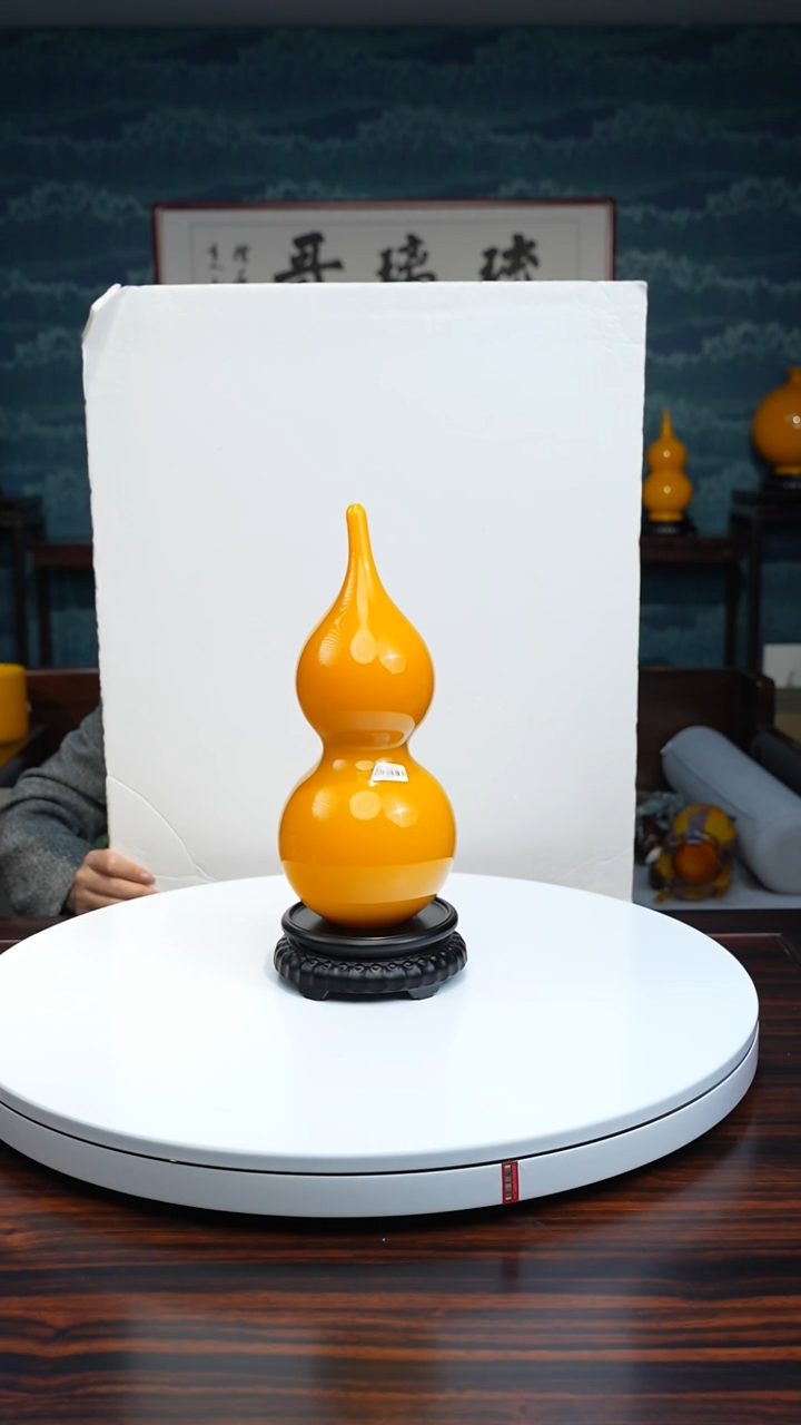 【闪购商品】琉璃手工艺品鸡油黄葫芦32cm左右