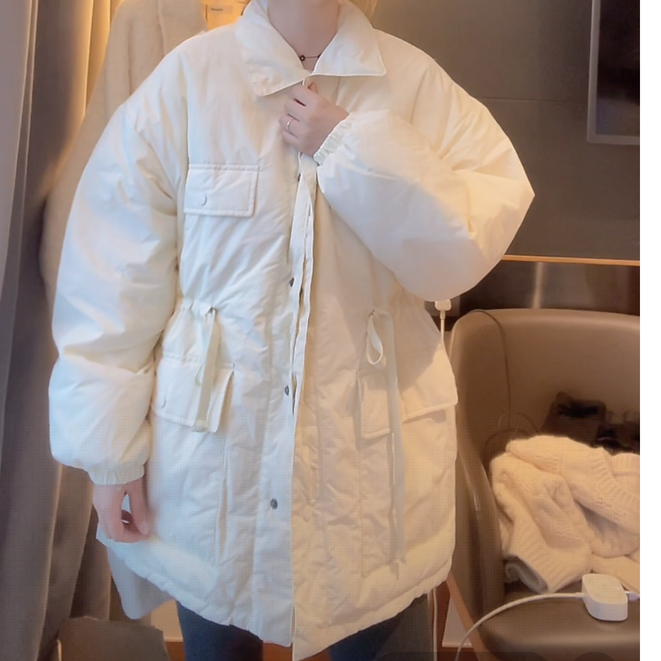 韩国正品 可收腰冬款翻领棉服外套（NO退~）