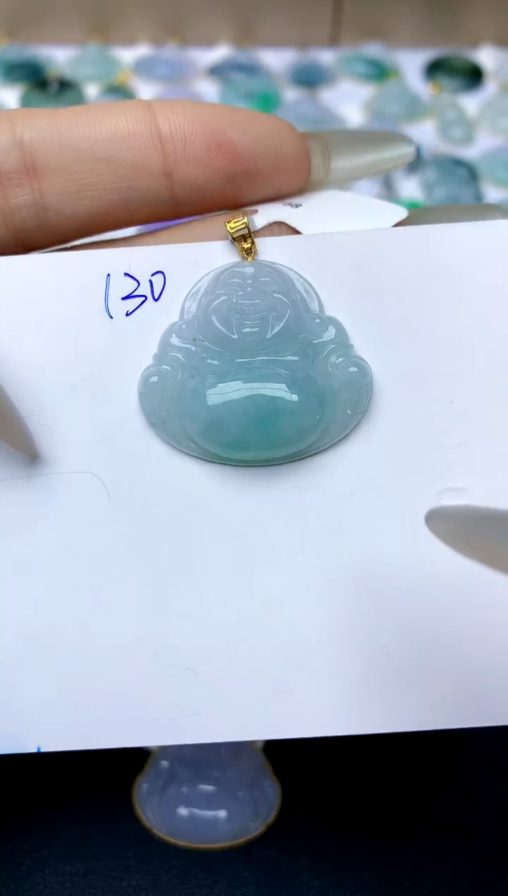 【闪购商品】翡翠颈饰18K金镶嵌天然A货翡翠