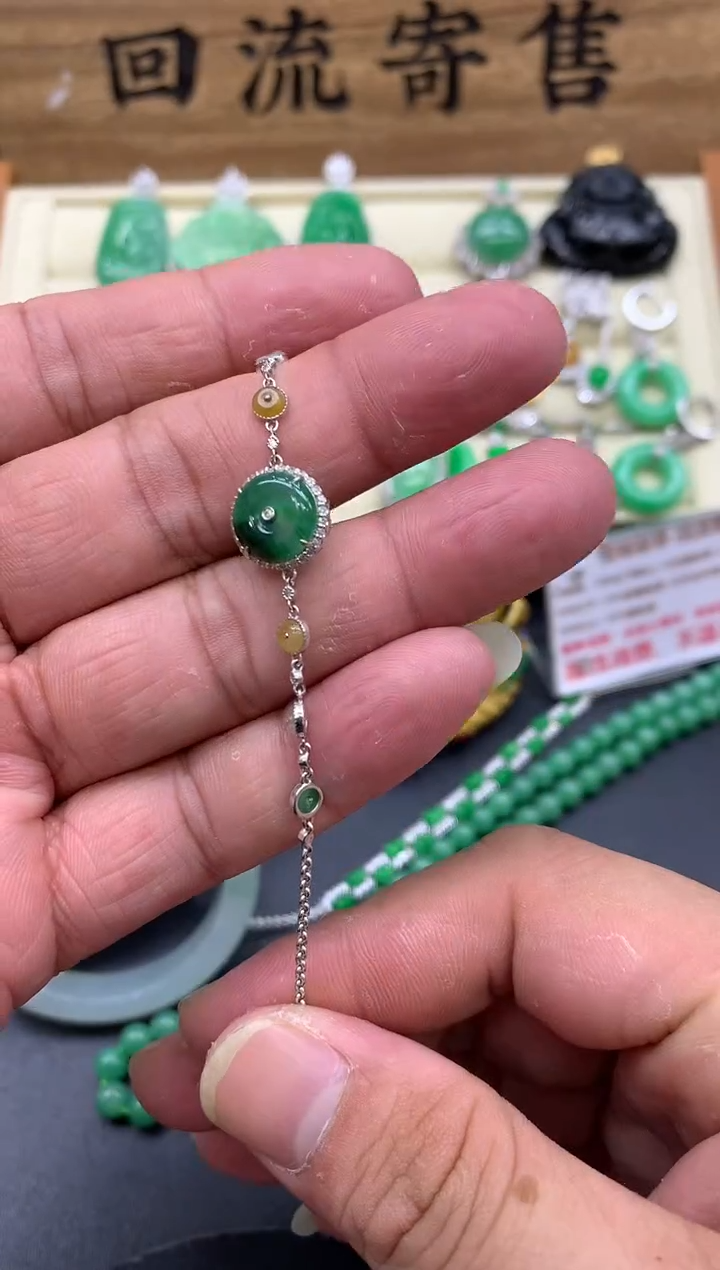 【闪购商品】翡翠手链18K金镶嵌159-中国好珍宝